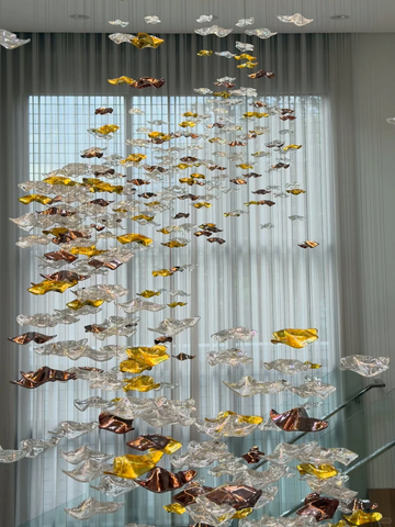 A Cascading Glass Statement for a Modern Living Space