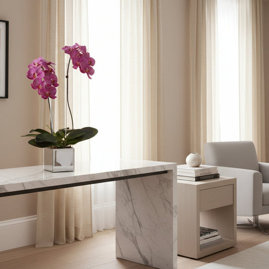 Phalaenopsis Orchid x2 in Mirror Vase