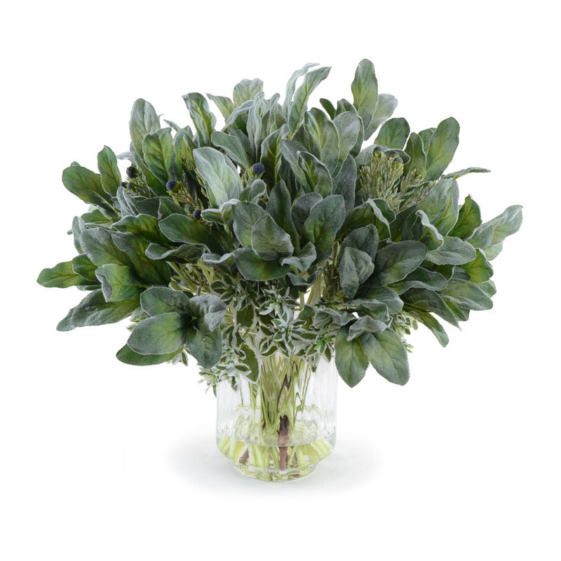 Lamb's Ear, Protea & Euphorbia in Glass