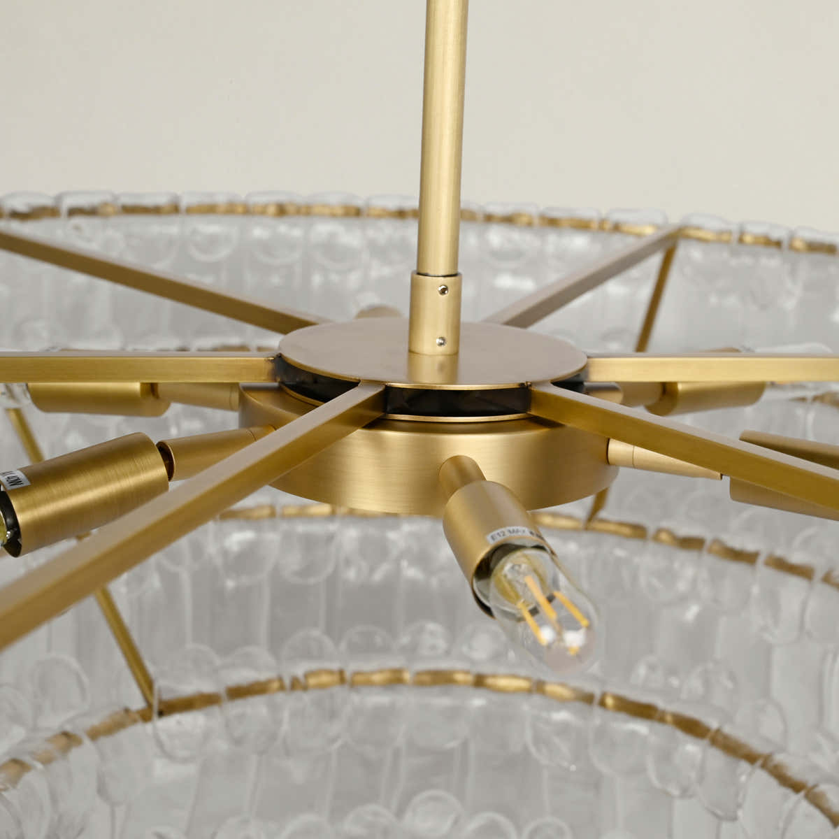 Amor 5-Tier Ghiaccio Glass Pendant Round Chandelier 48"