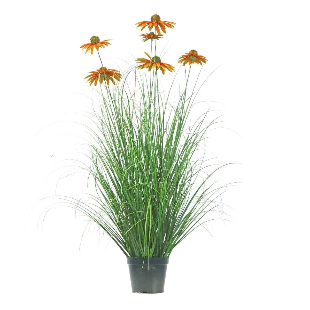 $1000+ Purchase Gift | Artificial 6-Head Chrysanthemum with Curved Onion Grass Bonsai 43"H