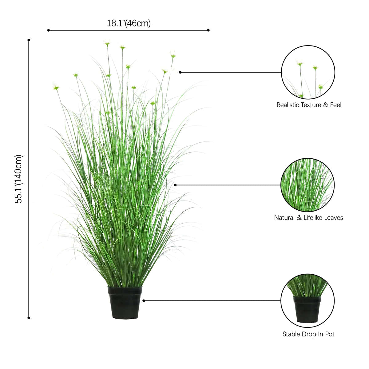 $1000+ Purchase Gift | Artificial 11-Head Cosmos with Curved Onion Grass Bonsai 55"H