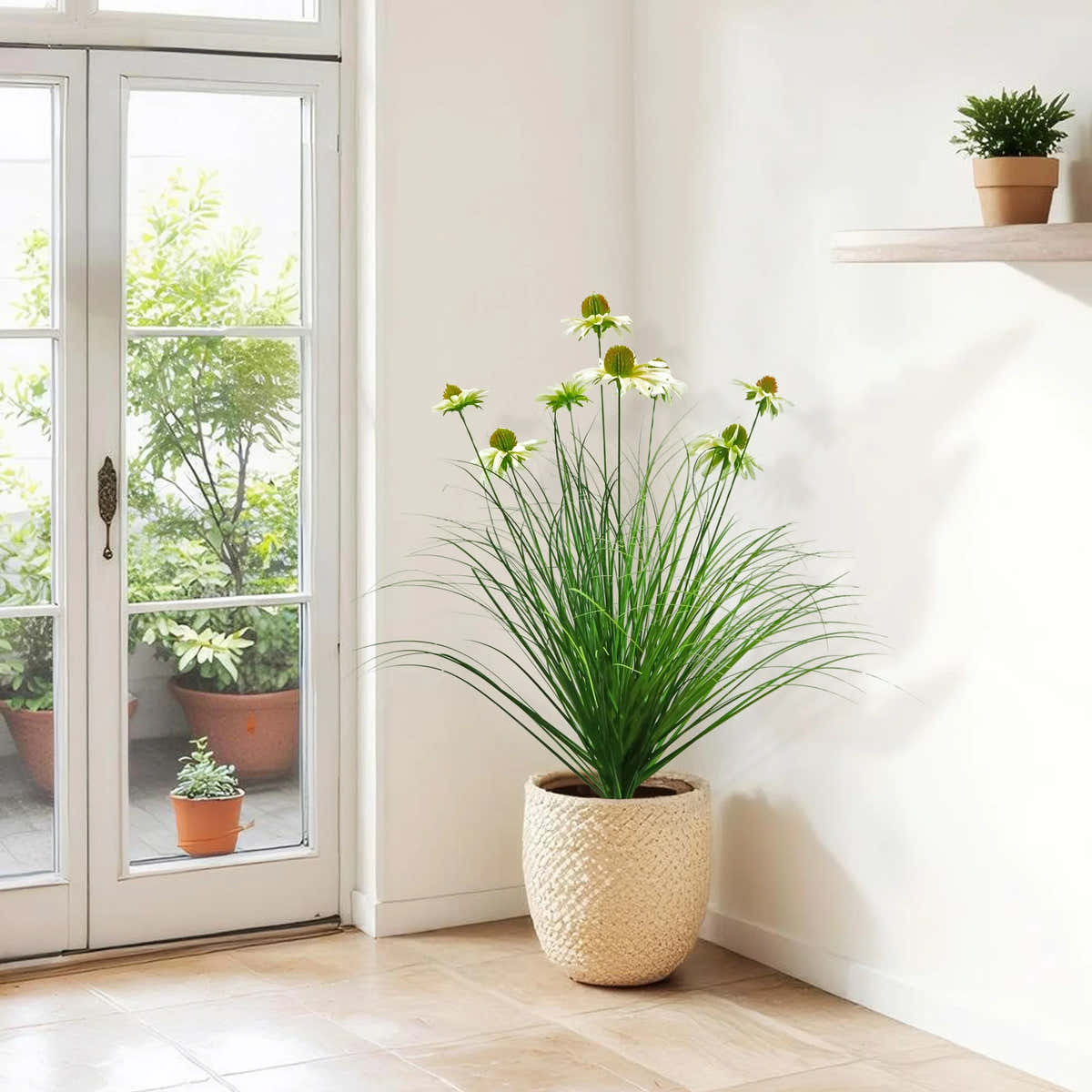$1000+ Purchase Gift | Artificial 8-Head Chrysanthemum Spray 30"H