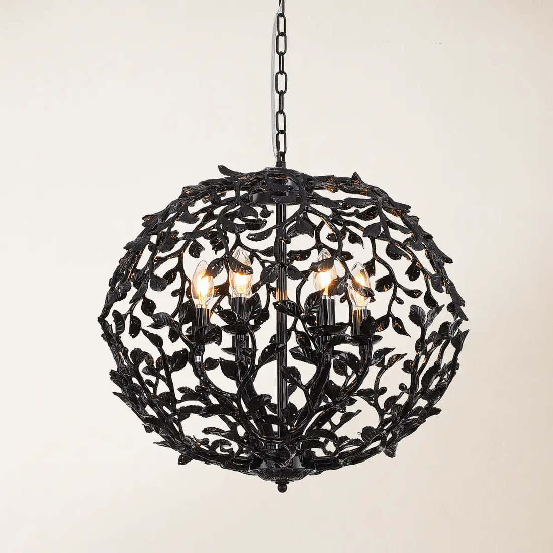Farmhouse Black Chandelier 13.7"D