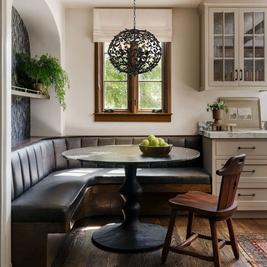 Farmhouse Black Chandelier 13.7"D