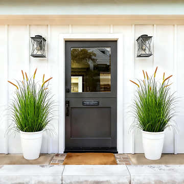 $1000+ Purchase Gift | Artificial 8-Head Long Cat Tail with Curved Onion Grass Bonsai 55"H