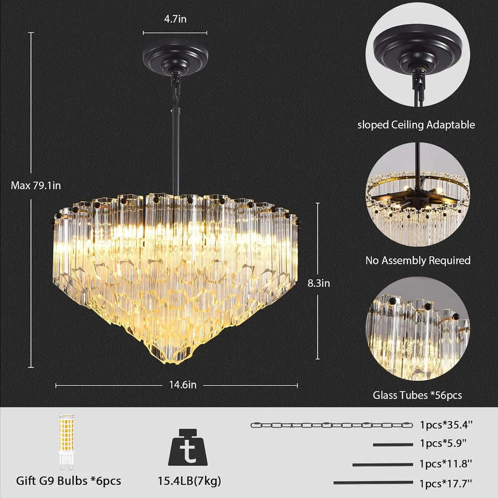 Modern Glass Multi-Tiered  Chandelier 14"