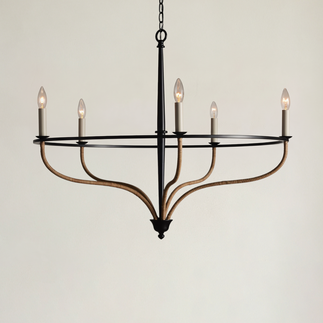 Rosalind Rattan Chandelier in Black