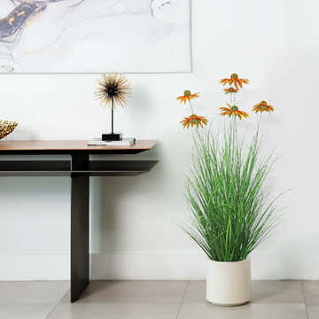 $1000+ Purchase Gift | Artificial 6-Head Chrysanthemum with Curved Onion Grass Bonsai 43"H