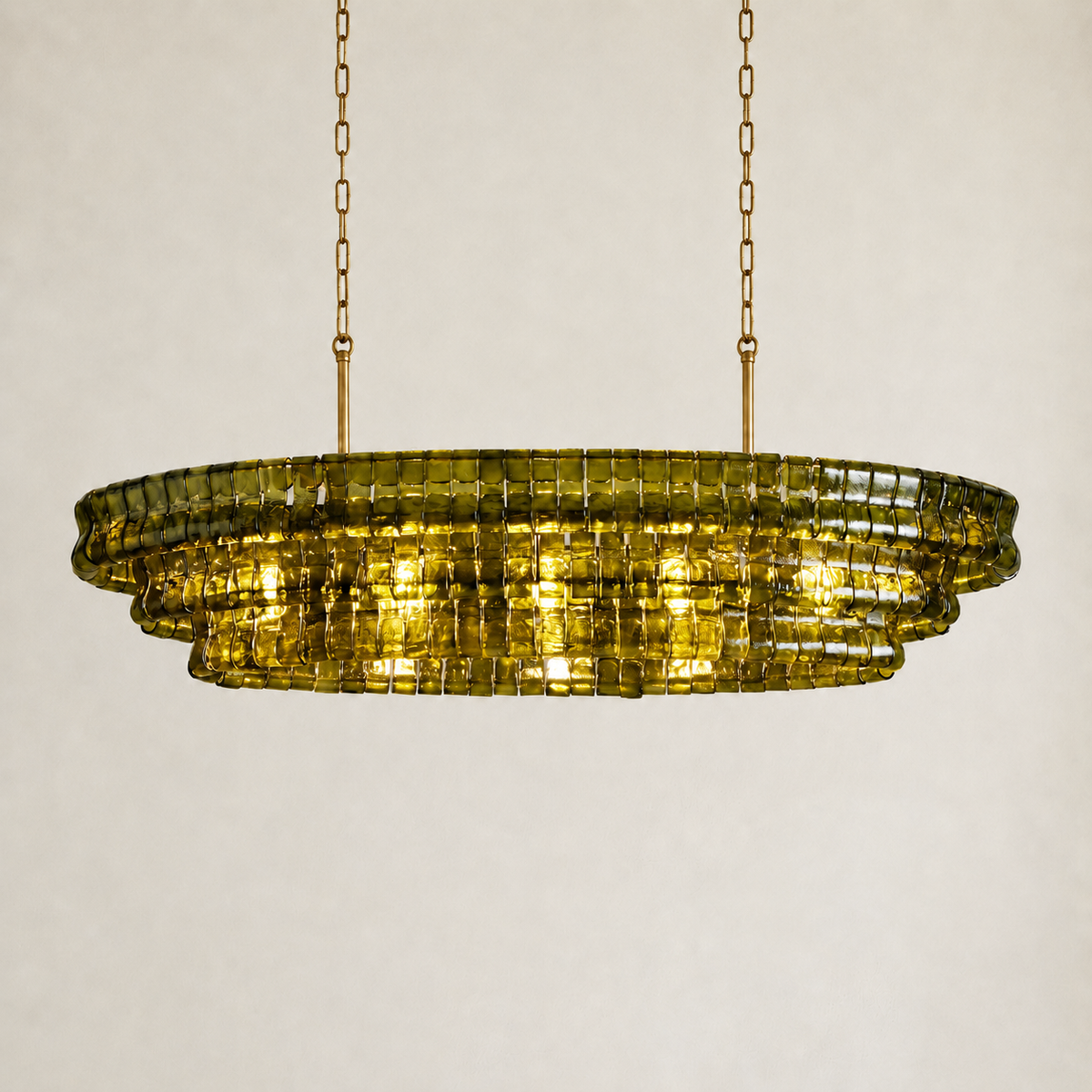 Amor Ghiaccio Glass Oval Chandelier 54"W/65"W