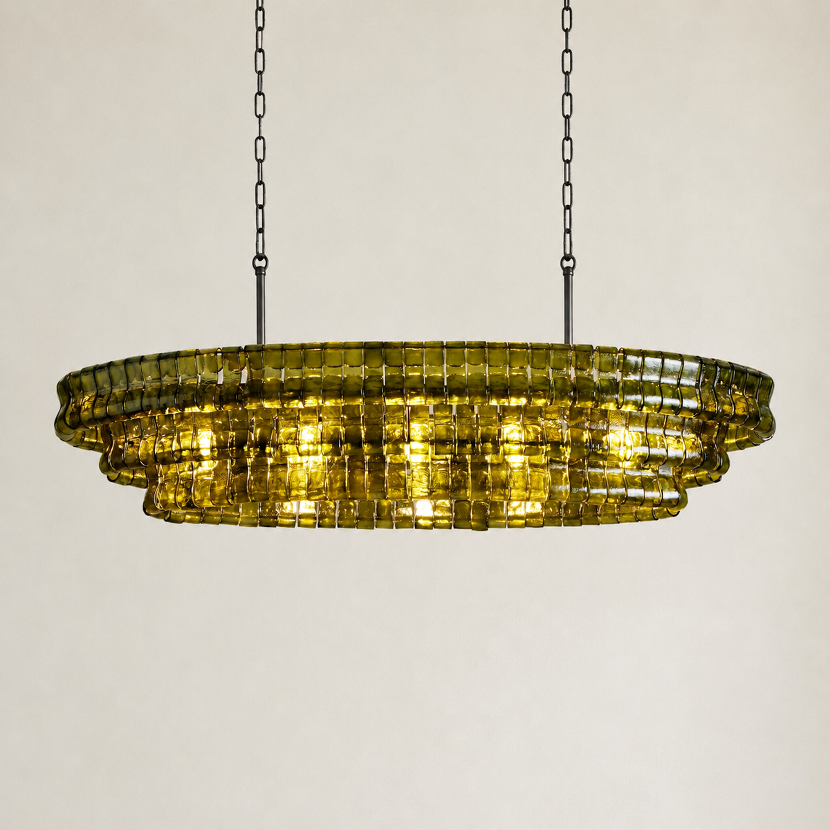 Amor Ghiaccio Glass Oval Chandelier 54"W/65"W