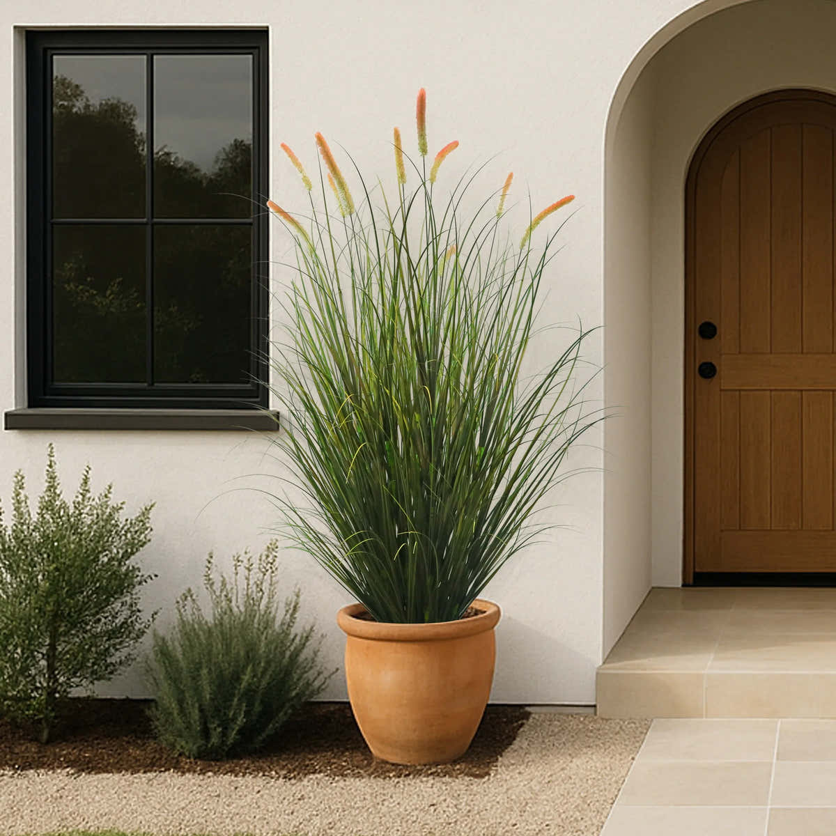 $2500+ Purchase Gift | Artificial 14-Head Long Cat Tail with Curved Onion Grass Bonsai 79"H