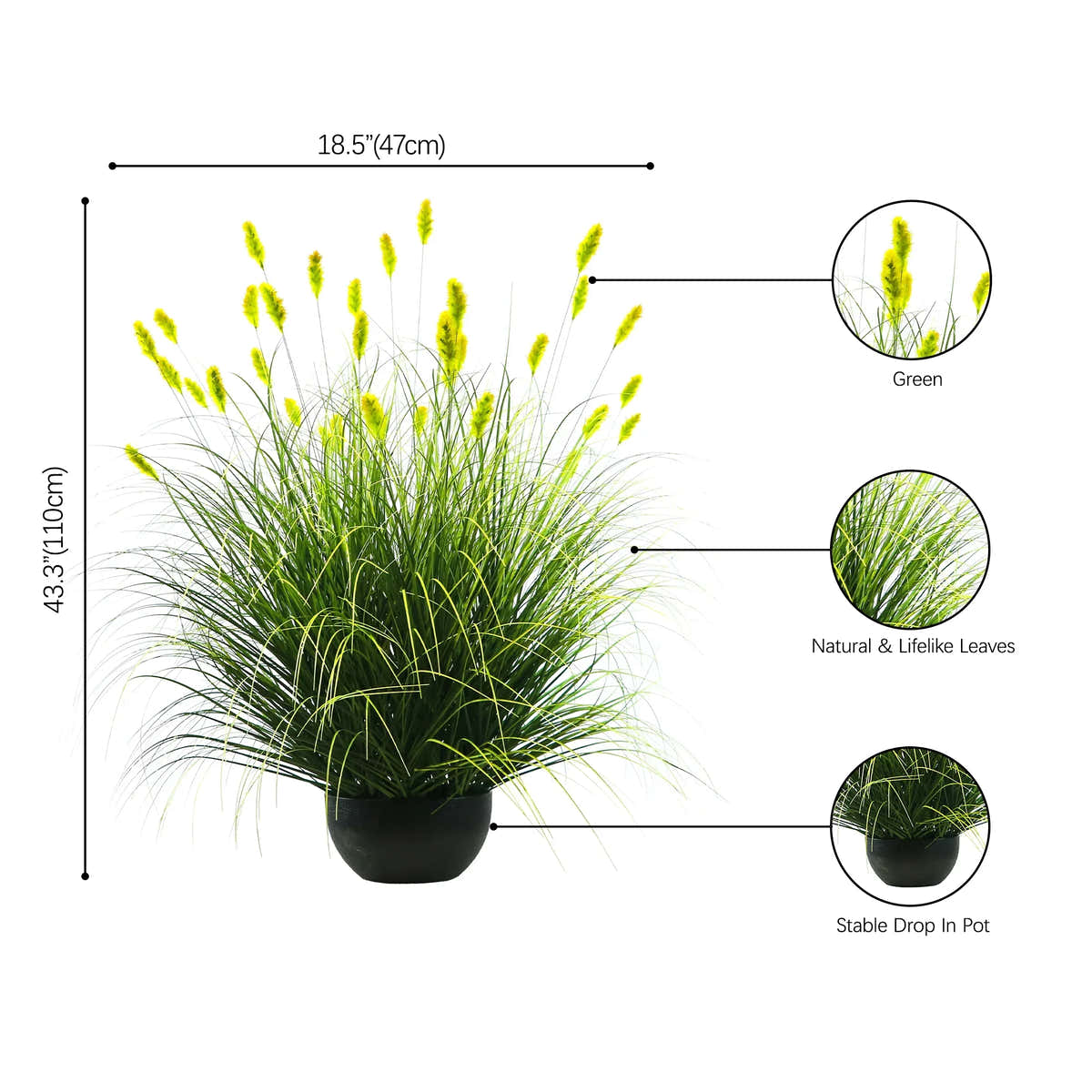 $1000+ Purchase Gift | Artificial 36-Head Caterpillar with Curved-Straight Onion Grass Bonsai 43"H