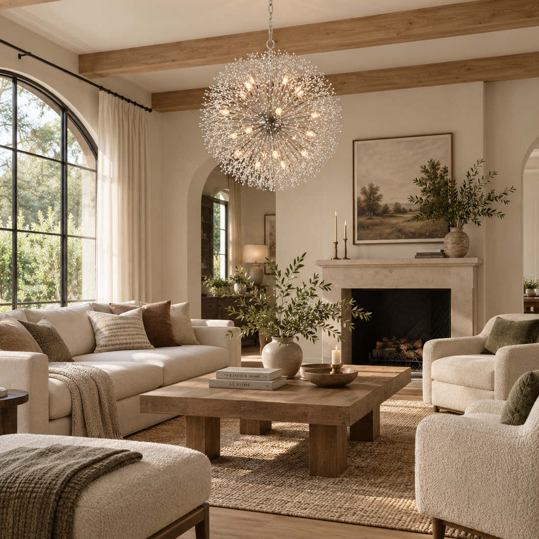 Dandelion Round Chandelier in Silver