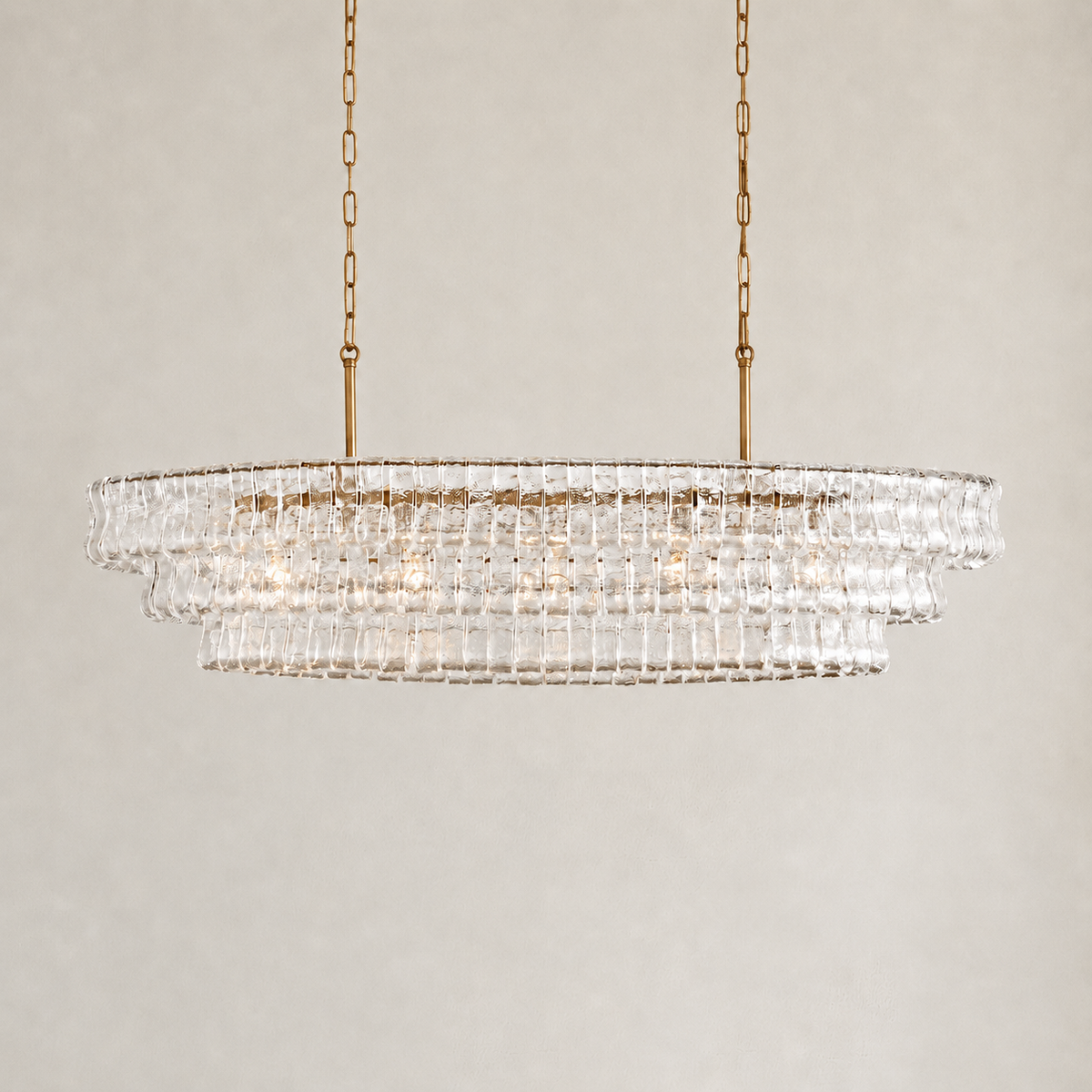 Amor Ghiaccio Glass Oval Chandelier 54"W/65"W