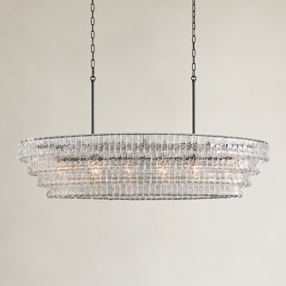 Amor Ghiaccio Glass Oval Chandelier 54"W/65"W