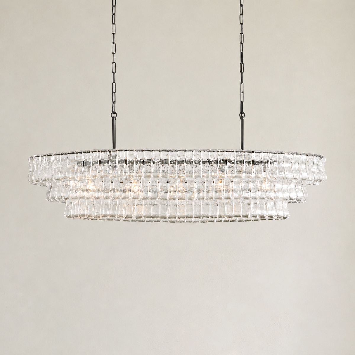Amor Ghiaccio Glass Oval Chandelier 54"W/65"W