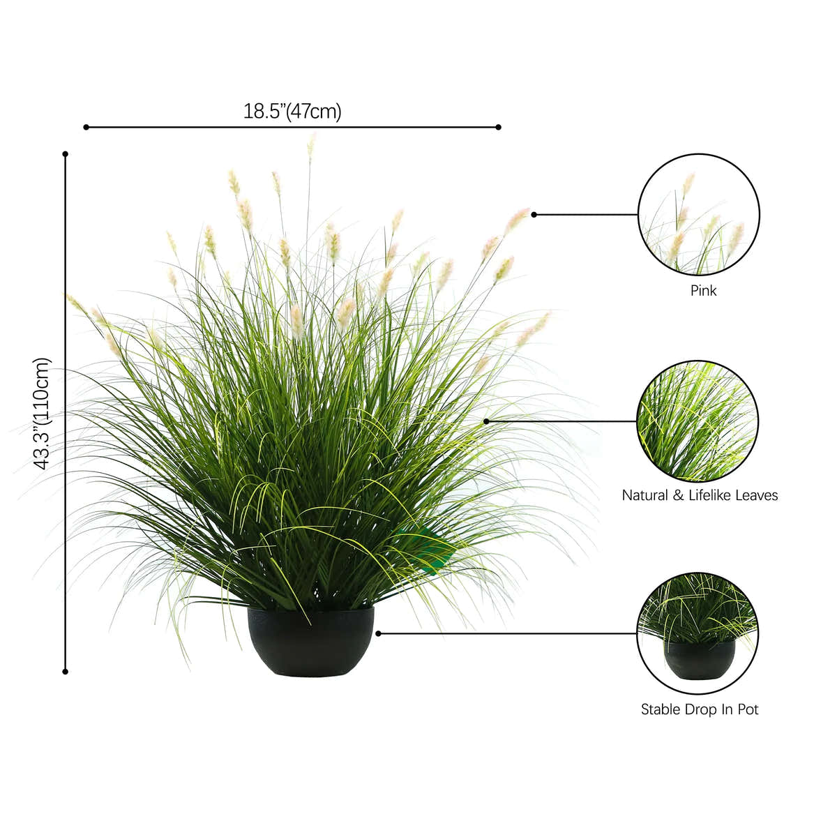 $1000+ Purchase Gift | Artificial 36-Head Caterpillar with Curved-Straight Onion Grass Bonsai 43"H