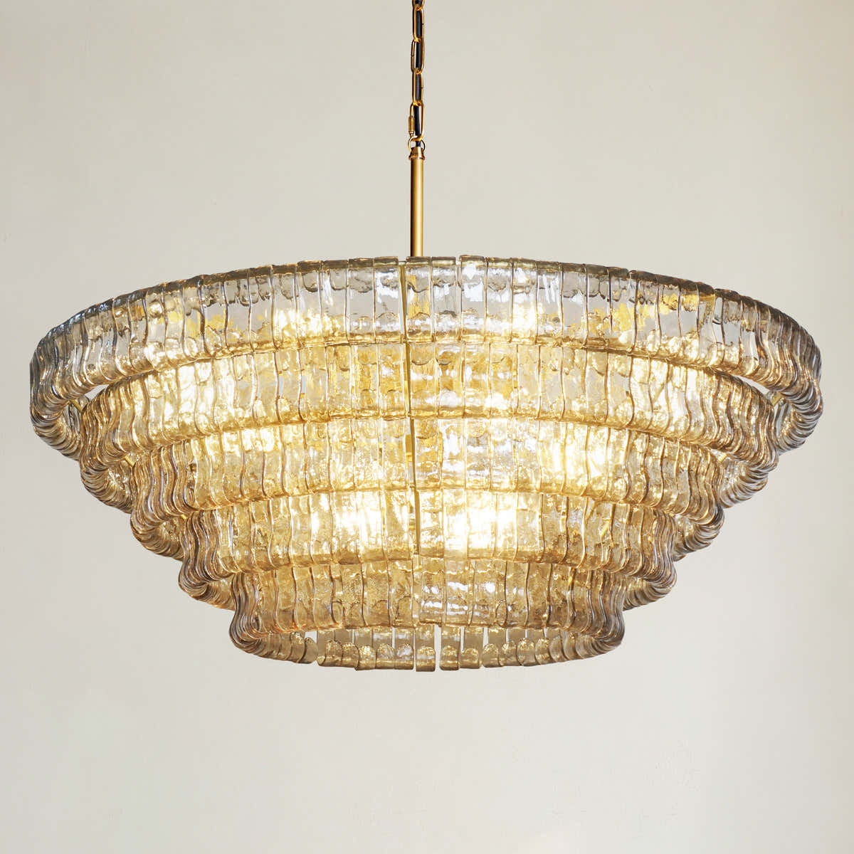 Amor 5-Tier Ghiaccio Glass Pendant Round Chandelier 48"