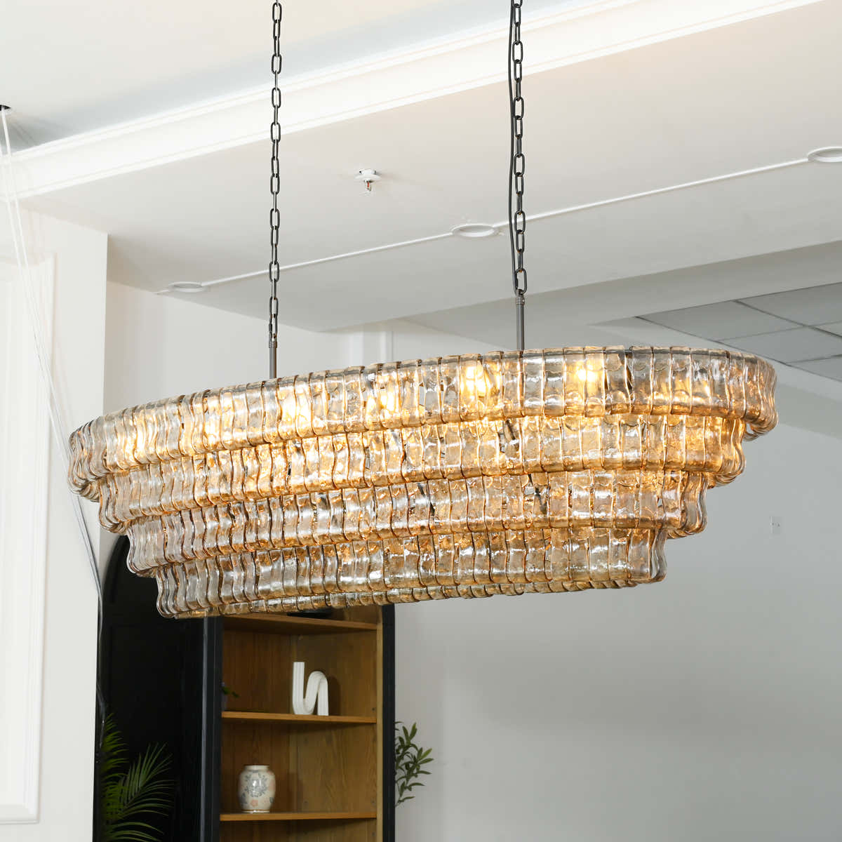 Amor Ghiaccio Glass Oval Chandelier 54"W/65"W