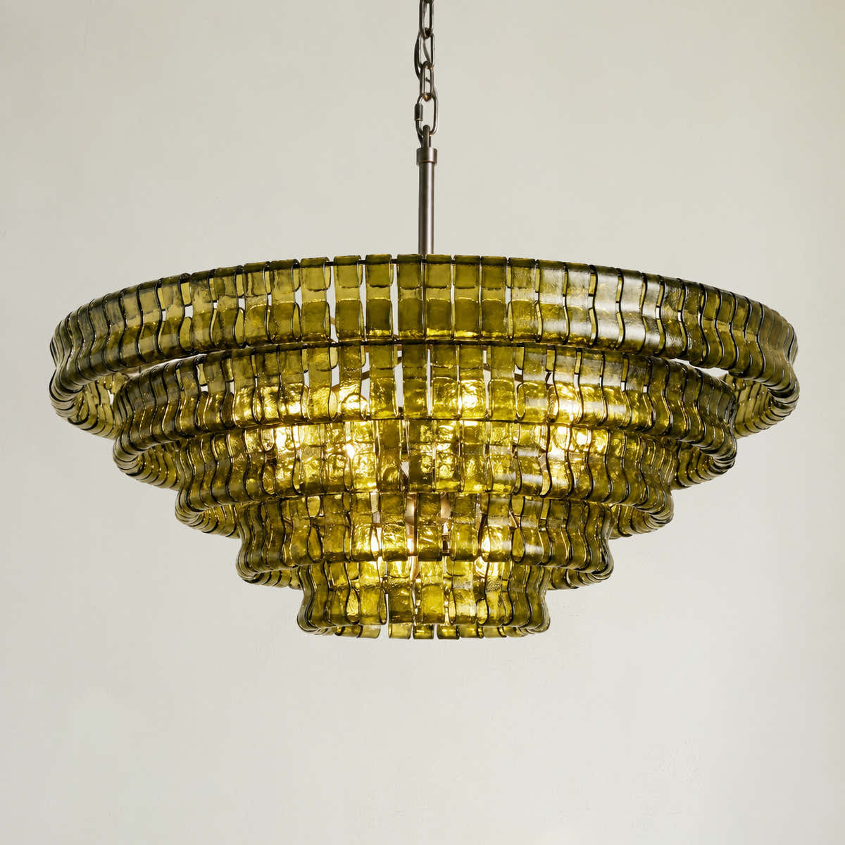 Amor 5-Tier Ghiaccio Glass Pendant Round Chandelier 48"
