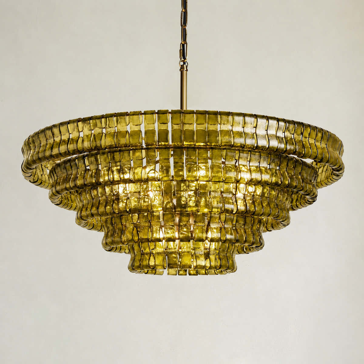 Amor 5-Tier Ghiaccio Glass Pendant Round Chandelier 48"