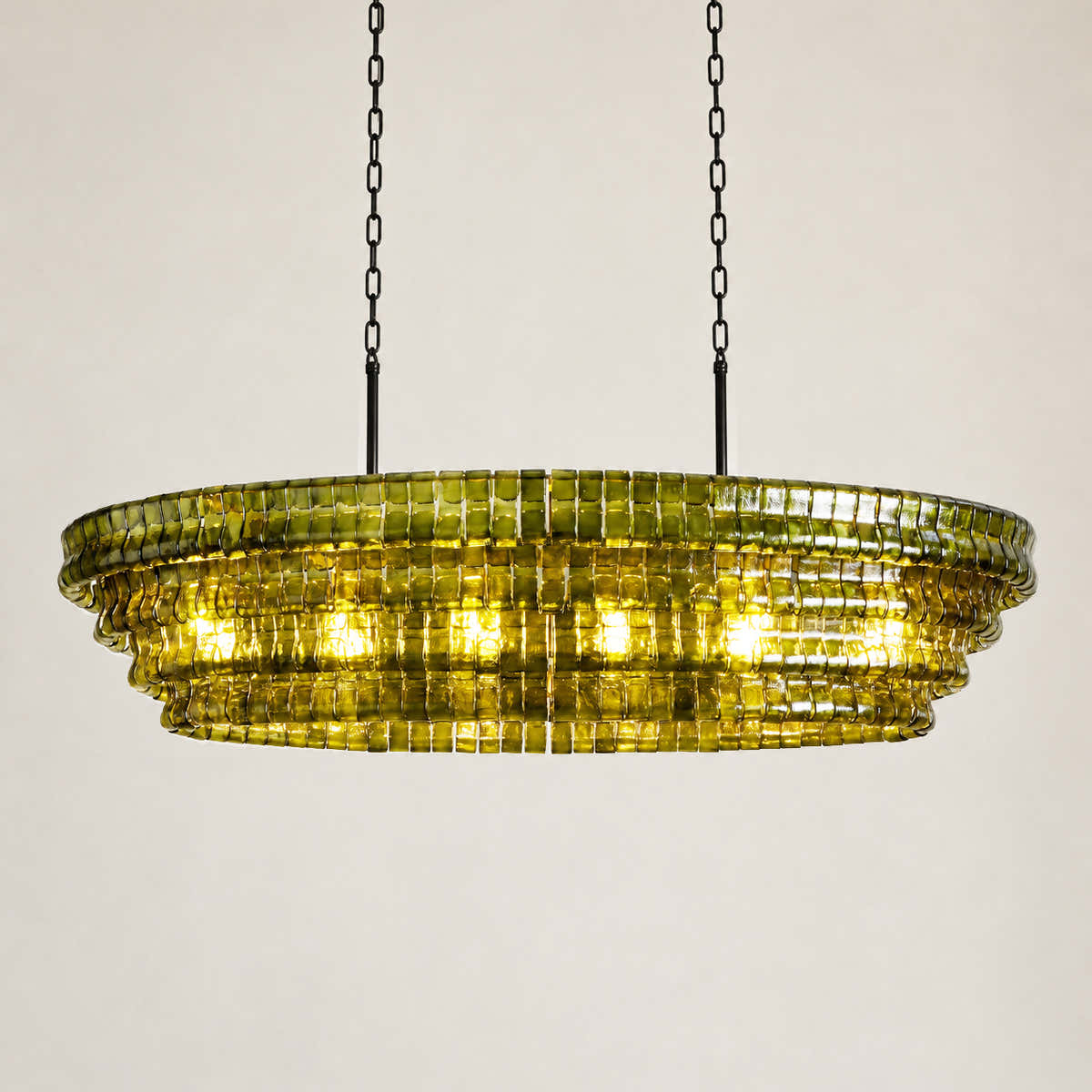 Amor Ghiaccio Glass Oval Chandelier 54"W/65"W