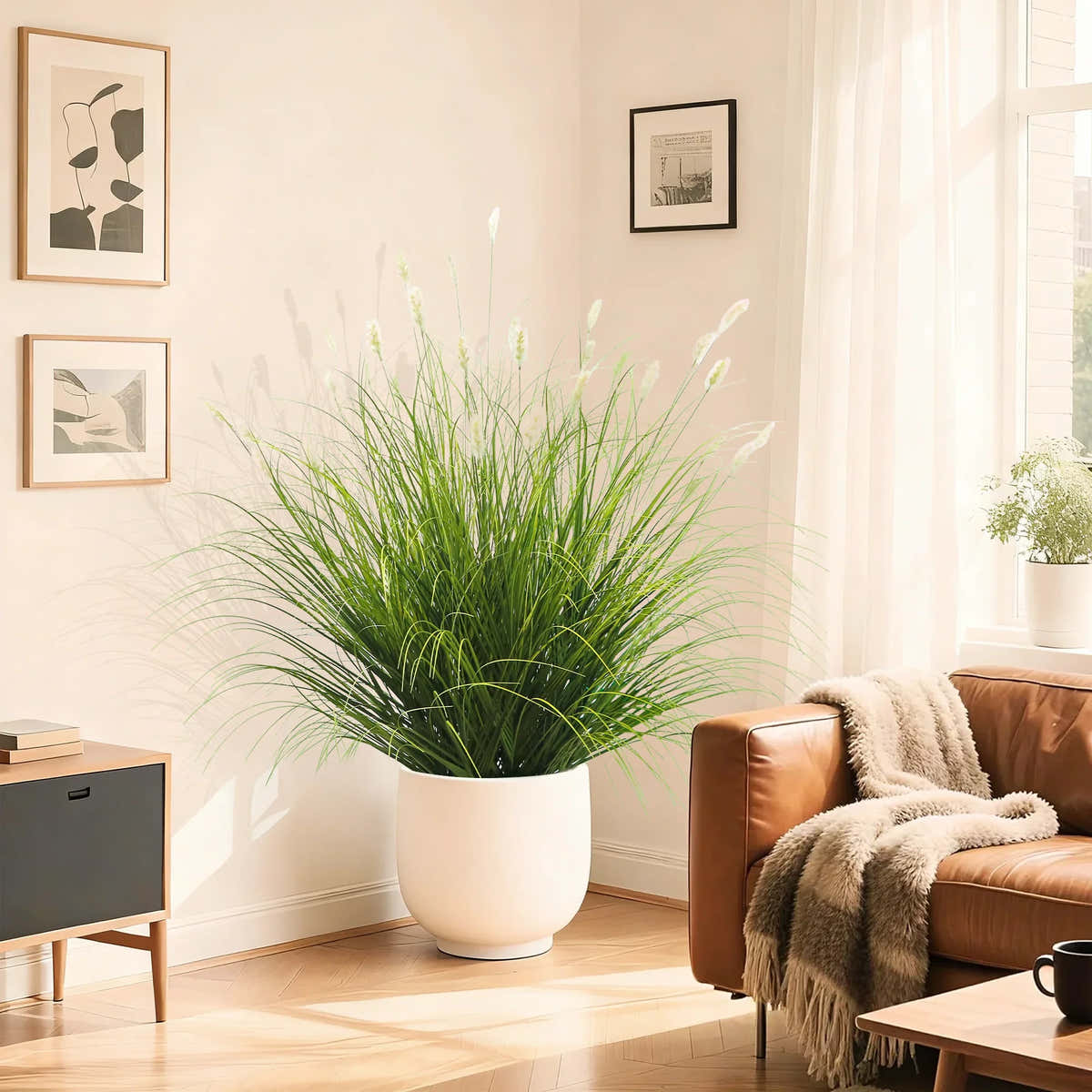 $1000+ Purchase Gift | Artificial 36-Head Caterpillar with Curved-Straight Onion Grass Bonsai 43"H