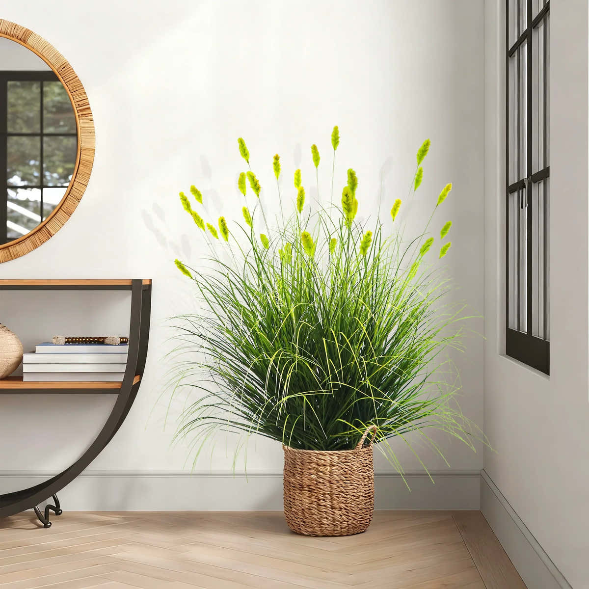 $1000+ Purchase Gift | Artificial 36-Head Caterpillar with Curved-Straight Onion Grass Bonsai 43"H