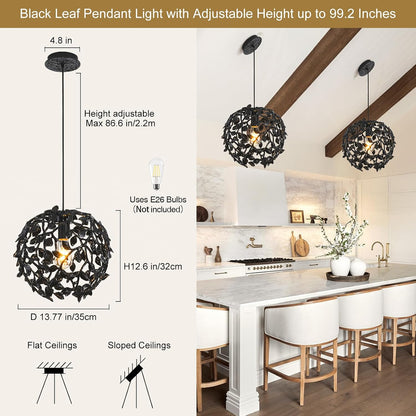 Farmhouse Black Chandelier 13.7"D