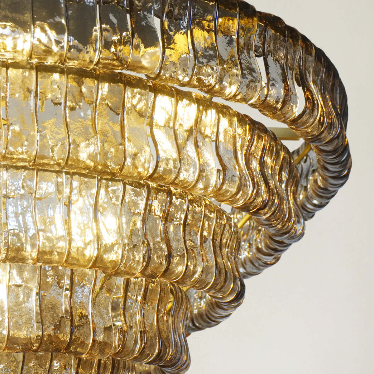 Amor 5-Tier Ghiaccio Glass Pendant Round Chandelier 48"