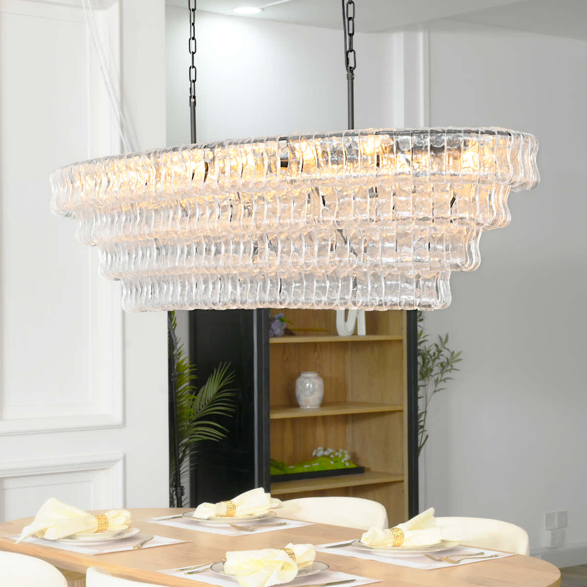Amor Ghiaccio Glass Oval Chandelier 54"W/65"W