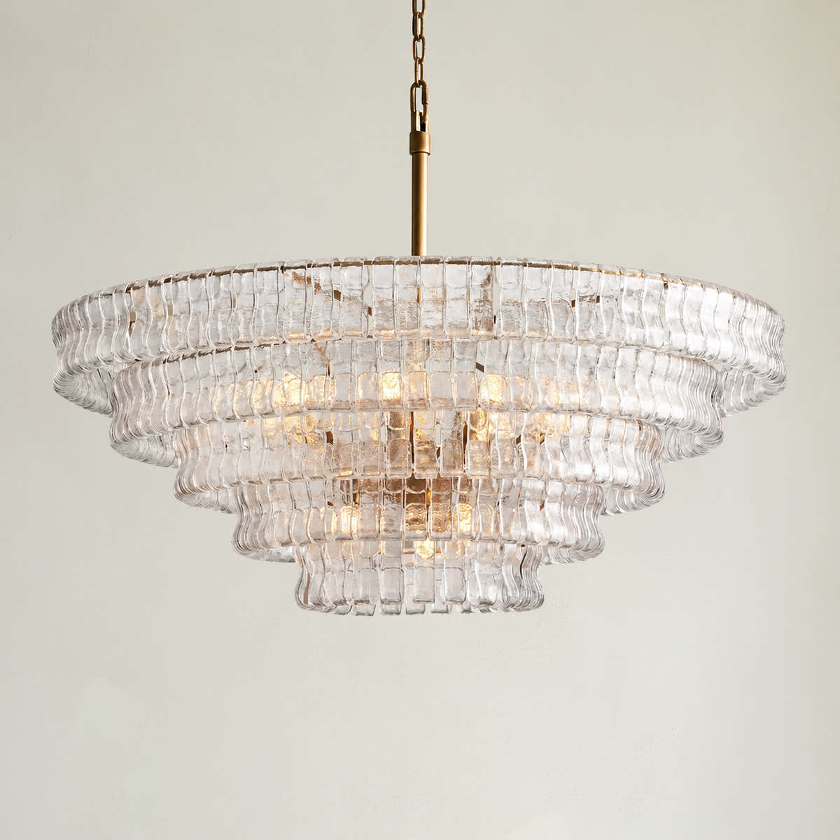 Amor 5-Tier Ghiaccio Glass Pendant Round Chandelier 48"