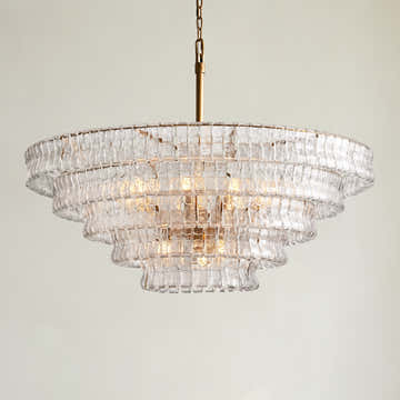 Amor 5-Tier Ghiaccio Glass Pendant Round Chandelier 48"