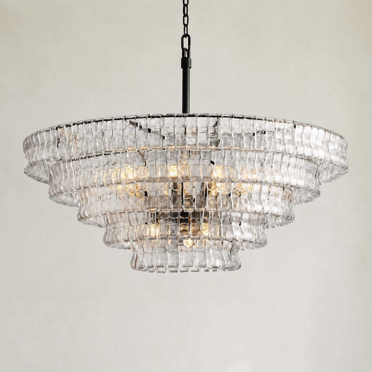Amor 5-Tier Ghiaccio Glass Pendant Round Chandelier 48"