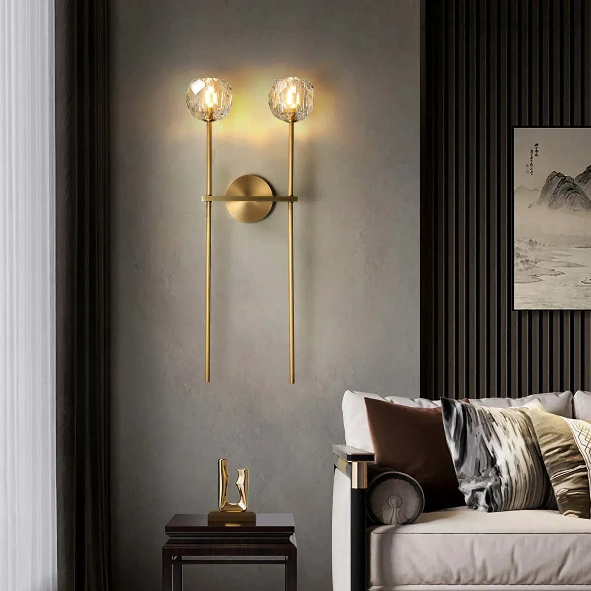 Minimalist Double Crystal Wall Light