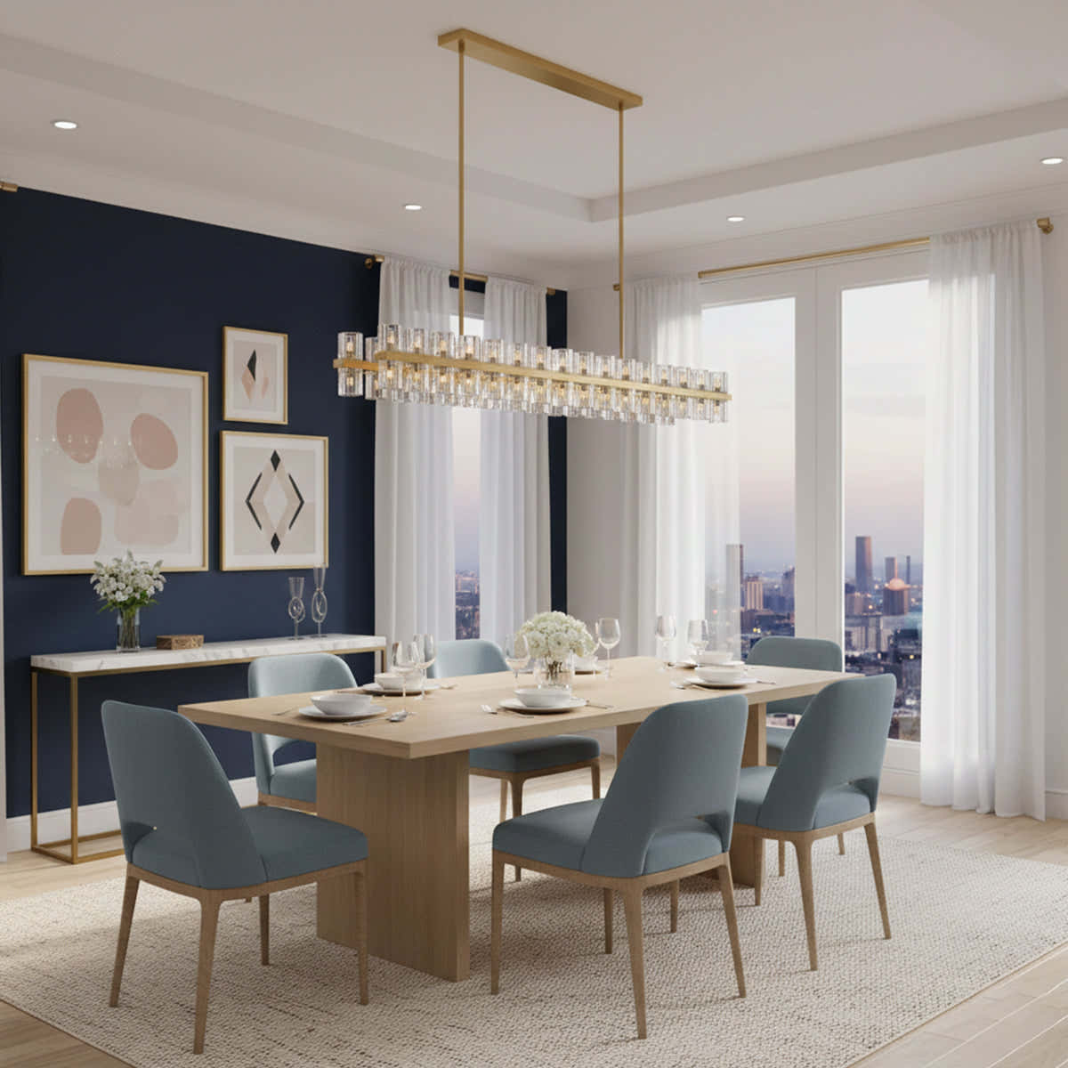 Brach Crystal Rectangular Chandelier