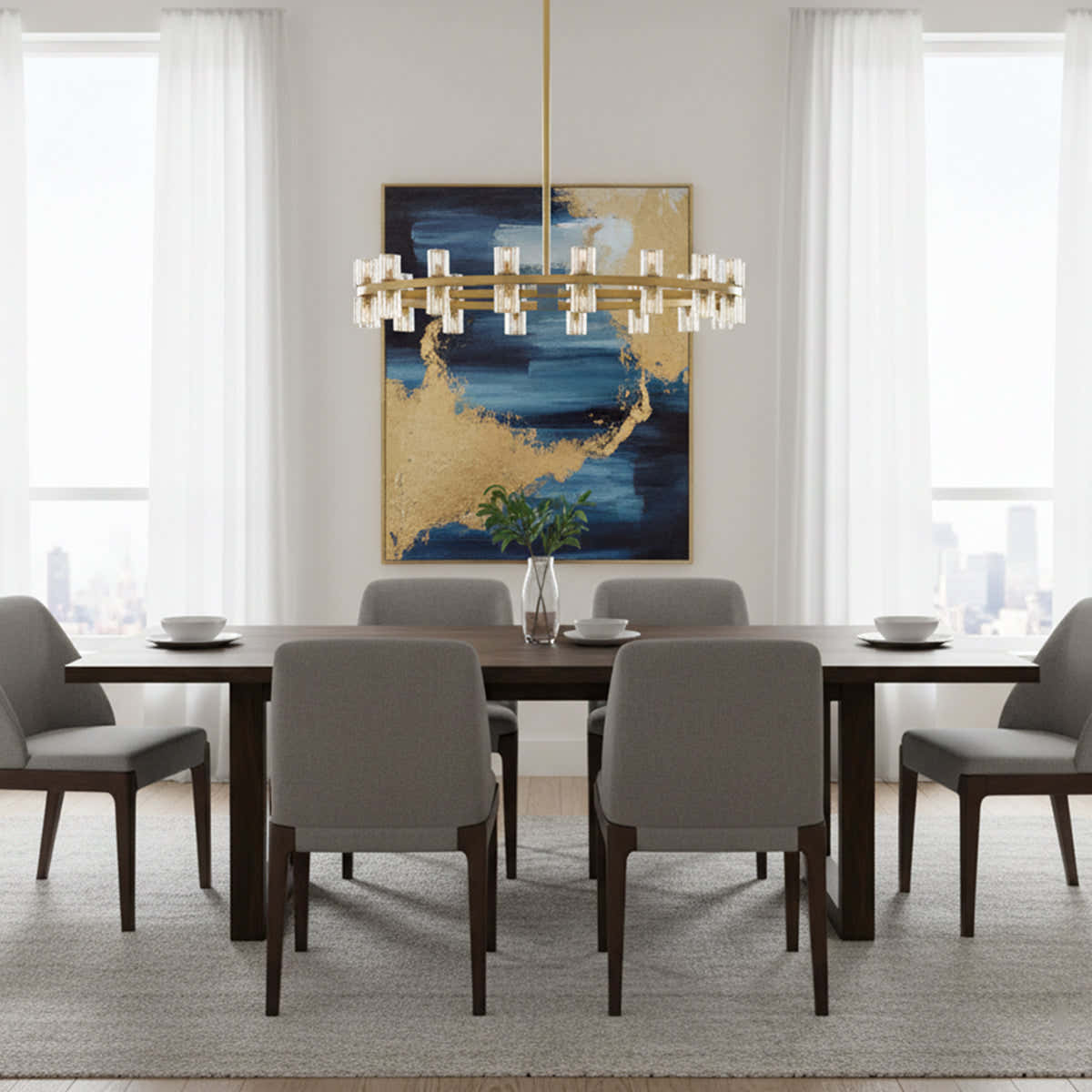 Brach Crystal Shades Round Chandelier