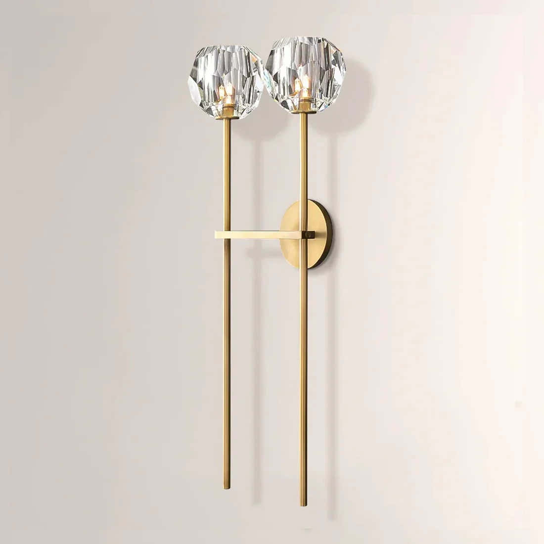 Faceted Crystal Brass Wall Sconce