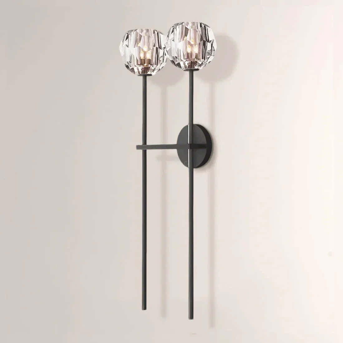 Faceted Crystal Brass Wall Sconce