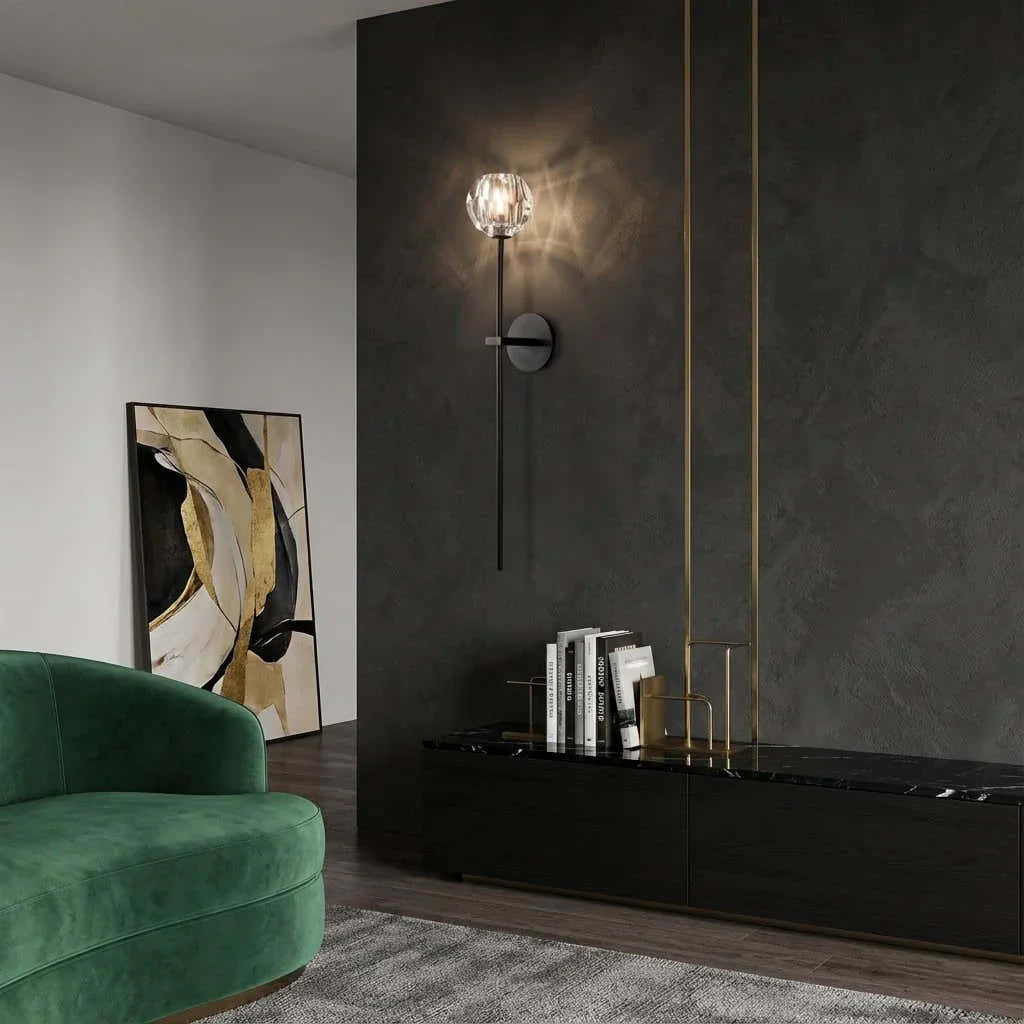 Faceted Crystal Brass Wall Sconce