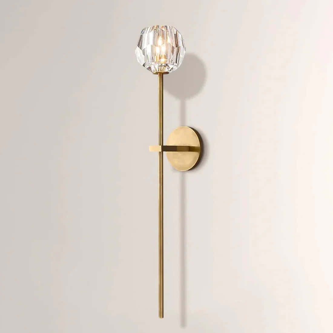 Faceted Crystal Brass Wall Sconce