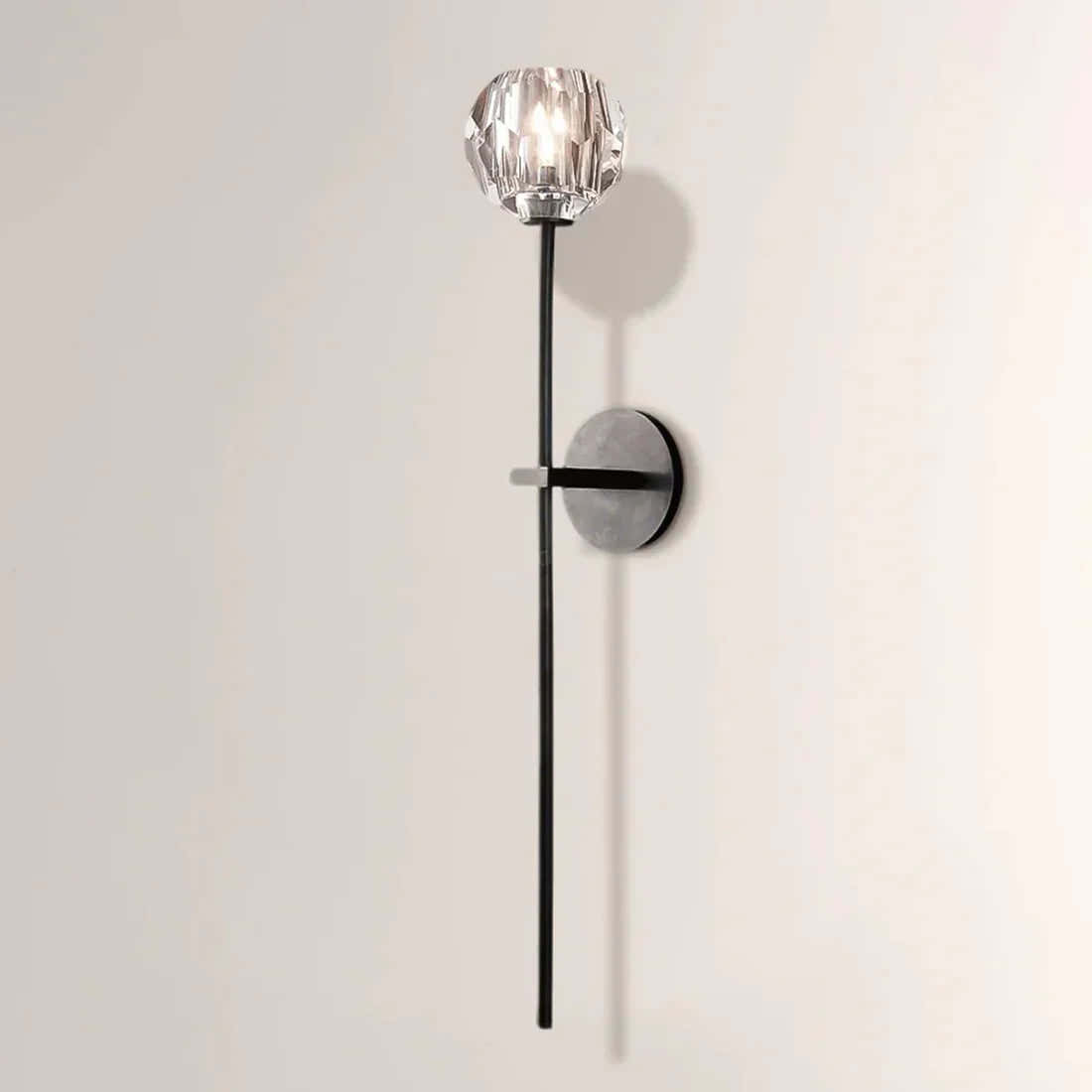Faceted Crystal Brass Wall Sconce