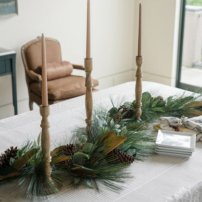 Magnolia, Eucalyptus, Pinecone, & Needle Pine Wreath and Garland