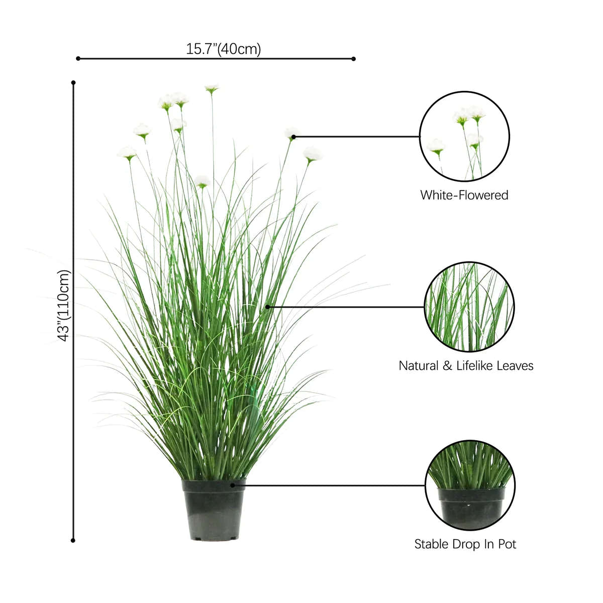 $1000+ Purchase Gift | Artificial 9-Head Cosmos with Curved Onion Grass Bonsai 43"H