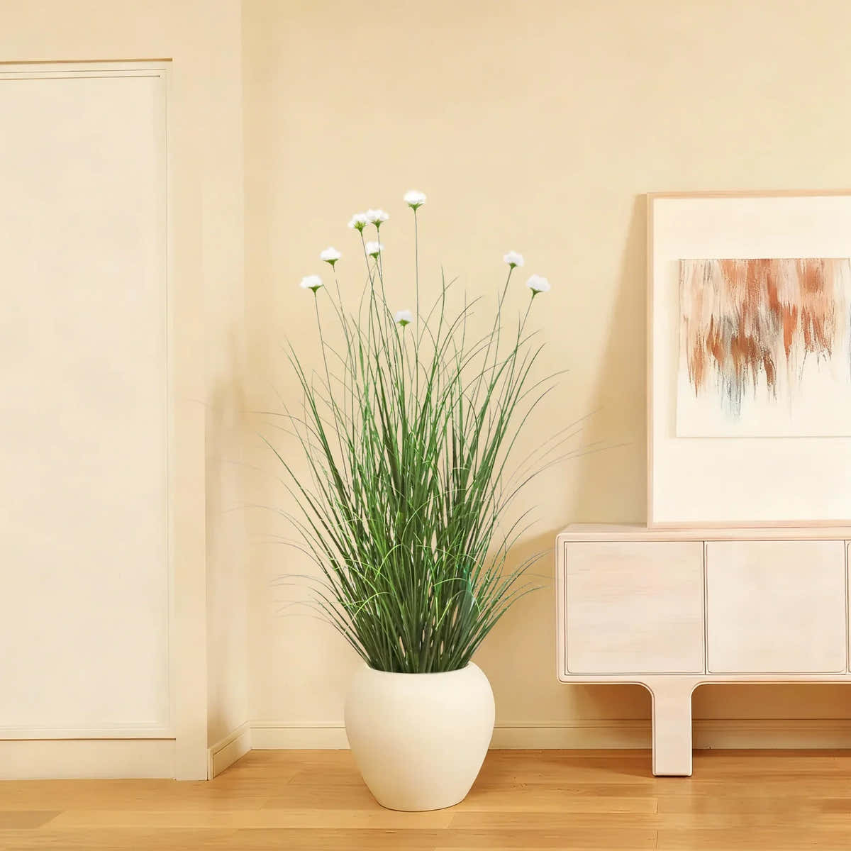 $1000+ Purchase Gift | Artificial 9-Head Cosmos with Curved Onion Grass Bonsai 43"H