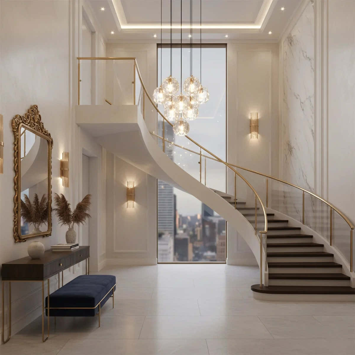 Luxury Faceted Crystal Cluster Chandelier