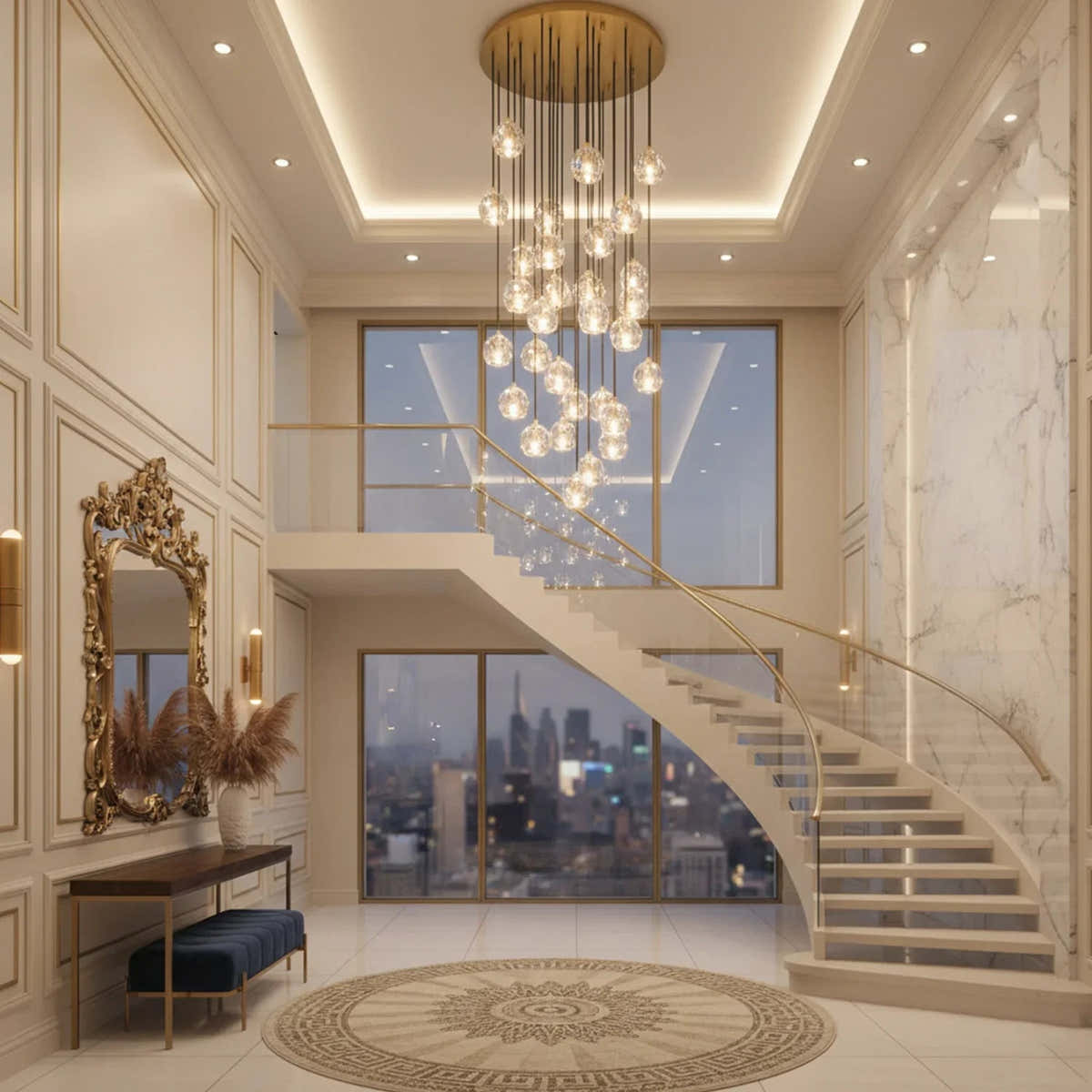 Luxury Faceted Crystal Cluster Chandelier