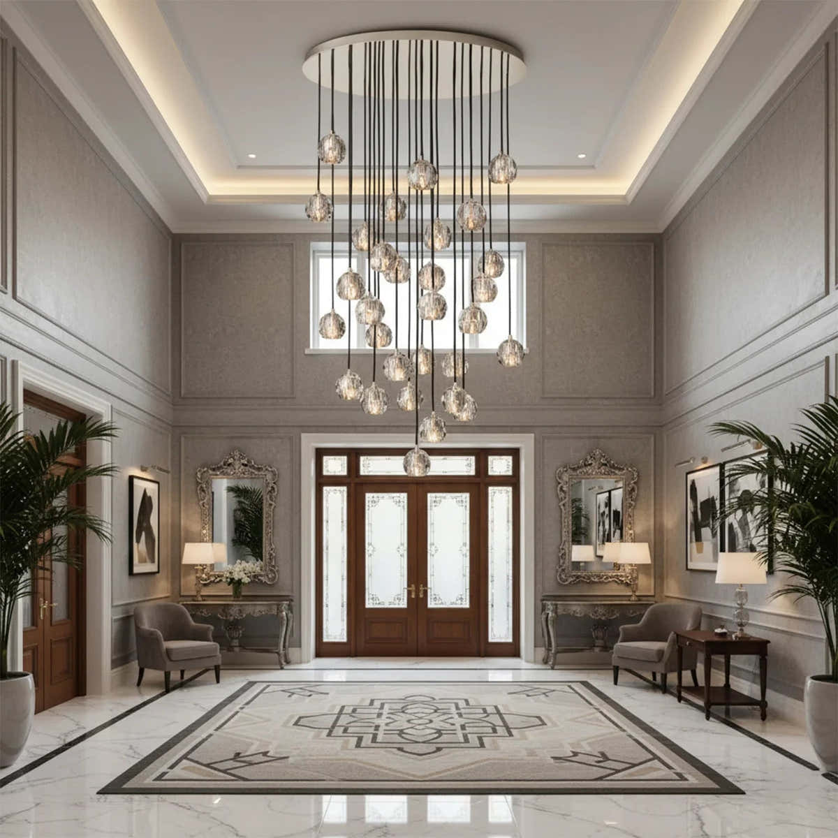 Luxury Faceted Crystal Cluster Chandelier
