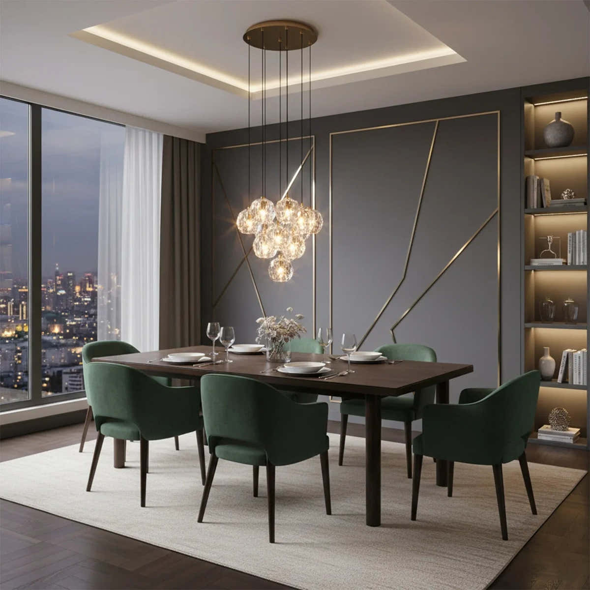 Luxury Faceted Crystal Cluster Chandelier